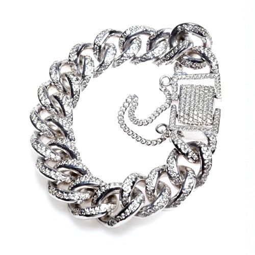Chain bracelet pave setting(white)